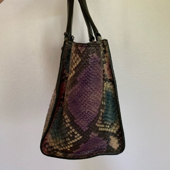 Coach Multicolor Python Embossed and Leather Crosby Carryall Tote - Picture 3 of 5